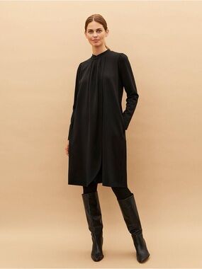 Masai Copenhagen Navaeh Jersey Dress Long Sleeve Wrap Front Black A-Line
